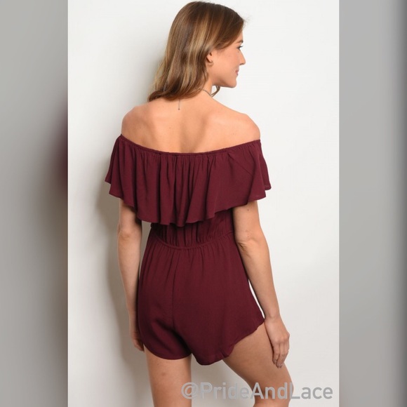 LAST 1️⃣ 🥀Wine Off Shoulder Romper🥀 - Picture 2 of 2
